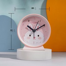 무소음 탁상 알람 시계 인테리어 심플 탁상용 자명종, 12센티, 핑크 토끼 (잠옷) 9.5cm