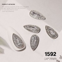 손톱 네일 장식 파츠 아트 스티커 2pcs 럭셔리 지르콘 3d 네일 아트 장식 반짝이 진주 다이아몬드 크리스탈 합금 펜던트 보석 매니큐어 디자인 액세서리, 1592