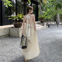 뒷리본 동남아 해외여행여름옷 휴양지룩 원피스 최서은 해변 채수빈옷 시밀러룩 홀터넥 다낭 괌원피스 플라워 나시