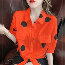 반팔블라우스 여름 셔츠 도트 땡땡이 루즈핏 2023