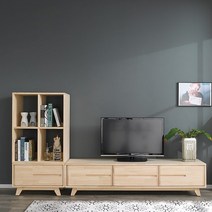 마리노 소나무 원목 TV 거실장 세트, 1칸 거실장 도장