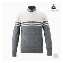 인디안 BRUNO BAFFI 라운드형 한기장 이중에리 세줄 배색 니트 긴팔티셔츠_MKOBPUF9301