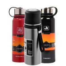 등산 보온병 600ml 800ml 1L 캠핑 대용량보온병 보냉병 보온물병 보온물통 텀블러 물병, 더블윌, 블랙