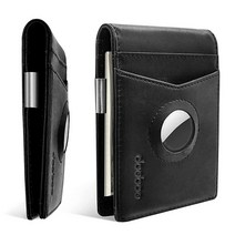 Doeboe 스마트 에어태그 지갑 슬림 가죽 신용 카드 바이폴드 머니 클립 포함 지갑 홀더 RFID 차단 미니멀리스트 남성 여성용 액세서리 커피 브라운.