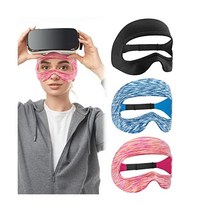 메타오큘러스 퀘스트 2 액세서리 VR 아이 마스크 커버 통기성 땀띠 조절 가능 크기 가상현실 헤드셋 운동용 워셔블 페이스 초자연(3PCS), 3PCS 블랙/블루/핑크