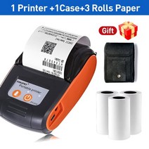 휴대용 프린터 핸드 네임 라벨기 미니 58mm 블루투스 무선 열 영수증 티켓 phone, 3롤 추가, 1-우리 플러그