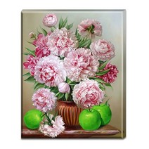FASEN 3D 보석 십자수 DIY 캔버스형 40cm x 50cm, ZSE037.모란꽃