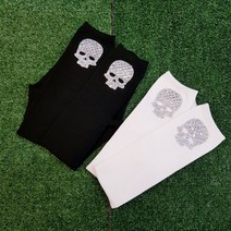 훼미리샵 은색큐빅 해골 니삭스 무릎아래길이 여성 골프용 검정 흰색 2컬러 [컬러별로 선택]