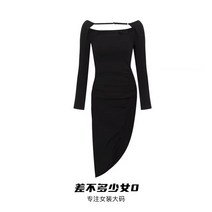 오프숄더 원피스 프리미엄 빅사이즈 겨울 가을 이너웨어 여성 뚱뚱한 순욕 하프기장 트임 2944276279
