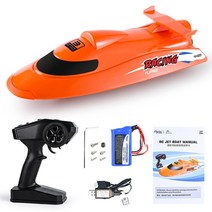 제트보트30 kmh RC 보트 Flytec V009 RC 보트 방수 2.4GHz 전기 스피드 보트 3 속도 속도 모드 원격 제어, 01 orange 1 battery