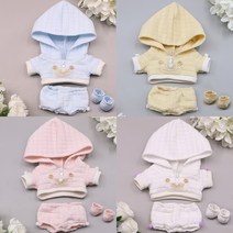 20cm 무속성 아이돌인형 후드티 4종 세트 반바지 단추 겨울 옷 의상 솜인형 랄라솜, 옐로우