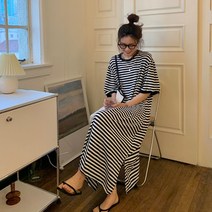 [당일출고] 트임 단가라 박스 롱원피스 박스핏 오버핏 원피스 캐주얼