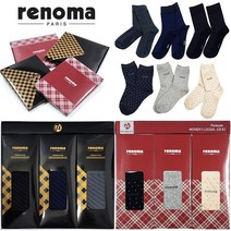 renoma 숙녀용 신사용 양말 3종 (중목양말 아가일 무지 패턴 레노마 양말선물세트)