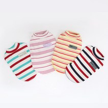 둥이스토리 골지스트라이프티 강아지옷 애견의류 면 스트라이프 단가라 골지 데일리, 옐로우