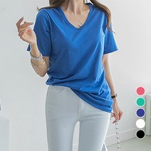 [나크21] (55~120) 슬라브면 반팔 브이넥 티셔츠 KO12-T-02