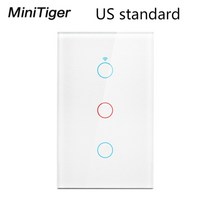 IOT스위치 자동 스위치 tuya smart life light switch wifi 터치 센서 smart switch app remote control no neutral, 우리 흰색 3-gang