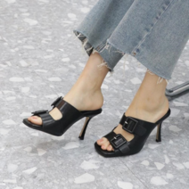 브이와이 VY 여자 빅 버클 킬힐 SS 포인트 혁대 슬리퍼 구두