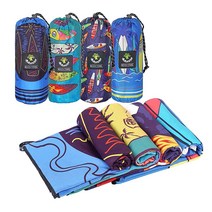 4Monster 여행용 극세사 비치 타월 퀵 드라이 슈퍼 흡수성 경량 모래 묻음 없음 수영장 수영 수상 스포츠용 (28 인디언 라지 (160 x 80cm(63 31.5인, 04 Multi Color Surfboard