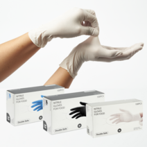 더블세이프 니트릴장갑 식품용 화이트 블랙 블루 의료용 니트릴글러브 100매, 식품용 화이트 M