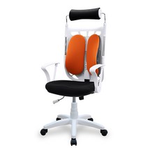 체어빌 챔프500 화이트 사무용의자 메쉬원단, 오렌지
