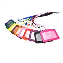 가로형카드홀더 커버 버클 목끈 이름 배지 케이스, 가로형카드홀더 BL00131-주황