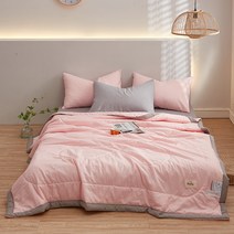 BANHANY 여름 무지 투톤 배색 워싱 코튼 얇고 부드러운 면 이불 7color, 핑크
