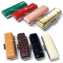 악어가죽(인조) 원터치 실버 도장케이스 도장지갑 // 도장함 도장집 도장보관함 인감도장지갑 인감도장보관함 인장함, 녹색(그린), 1개