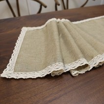 테이블깔개 식탁보 30x250CM 테이블 러너 삼 베 레이스 황 마 TV 캐비닛 테이블 주자 소박한 헤 시안 모조 리넨 웨딩 파티 홈 인테리어, 30x210CM, Khaki