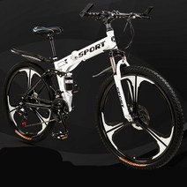 urkoteer 접이식 산악자전거 남녀공용 MTB 자전거, 26인치 24속, 접이식-삼도륜 화이트 사은품 증정