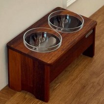 멀바우원목 애견식탁 높이25cm 2구식탁+ 유리볼 2개 +각인서비스, 없음