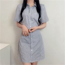비위치 비위치 스트라이프 셔츠 미니원피스 (8495325)