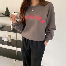 나염 레터링 프린팅 보온기모 맨투맨 티셔츠 30대