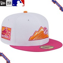 [미국정품] 907012 스냅백 캡모자 MLB [콜로라도 로키스] 뉴에라 25th Team Anniversary 59FIFTY Fitted Hat - White/Pink