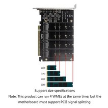 NVME PCIe 어댑터 PCI-E X16 M.2 M 키 SSD RAID 어레이 마더 보드 카드 4 냉각 팬 포함, 한개옵션1, 한개옵션0