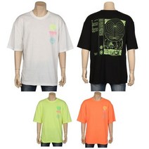 남자 형광포인트 스트릿패션 반팔 박시티 부드러운