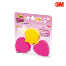 3M 포스트잇 미니노트 하트 튤립 3패드 강한점착용, 단품