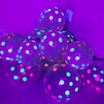 12 인치 UV 네온 글로우 형광 풍선 장식 10 개 생일 축하 파티 어둠 속에서 빛나는 Blacklight 반응성 용품, [01] 12 인치, [05] Transparent Dot