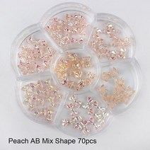 12 그리드 상자 60pcs 3d 귀여운 곰나비 수지 네일 아트 장식 오로라 라인 석, 복숭아 ab 70pcs