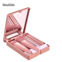 욕실 led거울 LED 전신거울 LED 화장거울 홈트거울 pocket mirror 접는 메이크업 mirror with 메이크업 브러쉬 세트 led 터치 휴대용 one face, 분홍색