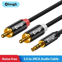 케이블세상 elough rca 케이블 aux 3.5mm 잭 2rca 남성 어댑터 분배기, 1m, 검은색