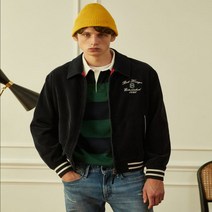 헤지스 네이비 레터링자수 면 긴팔캐주얼점퍼 HZJU2D304N2