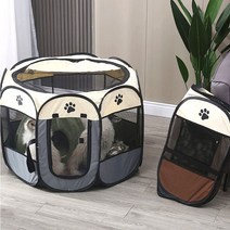 강아지 고양이 분만하우스 분만실 격리장 합사 안전문 펜스 접이식 원터치 텐트 하우스 다용도, 그레이