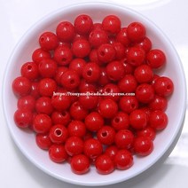 불투명 혼합 아크릴 플라스틱 부드러운 라운드 볼 스페이서 비즈 5.5mm 7.5mm 9.5mm 보석 만들기 ac7 용 크기, 빨간색, 5.5mm 250pcs 비즈