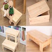 솔이홈 원목발받침대 디딤대 수유발판 2단의자 싱크대발받침대, 고무나무 원목고급형(높이17Cm)