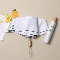 미치코런던 솔리드 포인트 푸릇 암막 우드핸들 3단 우양산