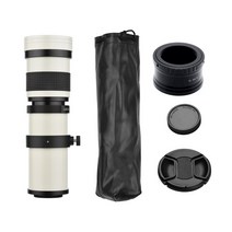 캠코더렌즈 카메라렌즈 카메라 MF 슈퍼 망원 줌 렌즈 420-800mm T2 마운트 1/4 스레드 캐논 Mark II, 02 WHITE