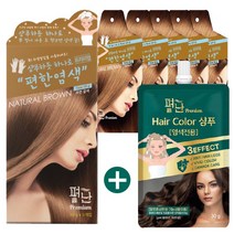 펴난 샴푸하듯 하나로 프리미엄 편한염색약 새치염색 5매 / 전용샴푸 1매 증정, 자연갈색 5매 / 전용샴푸 1매 증정