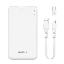루리코 슬림핏 보조배터리 5000mAh 슬림 초슬림 미니 얇은 보조밧데리 (삼성 갤럭시 5핀케이블 C타입 젠더), 화이트