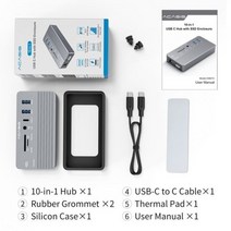 Acasis-USB 3.1 허브 10 포트 C타입 도킹 스테이션 RJ45 HDMI 호환 TF/SD 카드 (M.2 NVME/SATA SSD 인클로저 )-C타입 분배기, CHINA_Space Silver