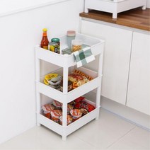 작은집인테리어 협탁정리함 3단트롤리 베이커리선반 세탁실수납장 과자진열대 빵케이스, 화이트, 1개